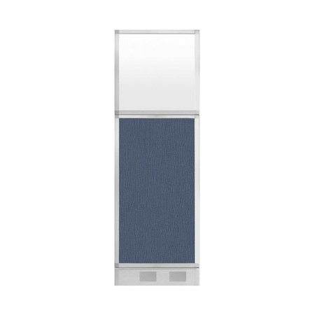 Versare Hush Panel Configurable Cubicle Partition 2' x 6' Ocean Fabric Frosted Window w/ Cable Channel 1856215-3
